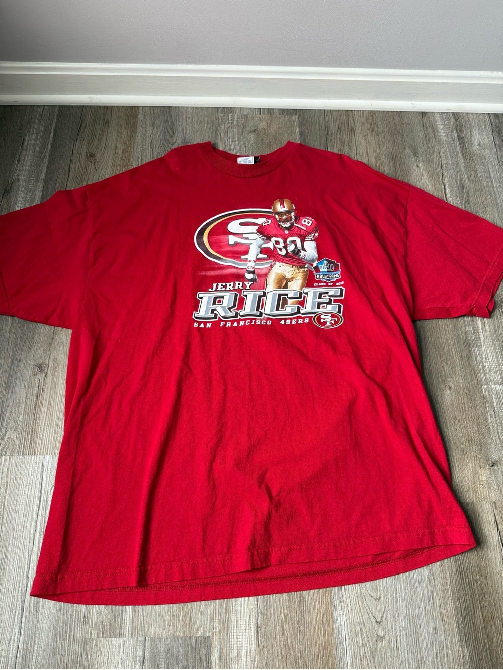 VTG Reebok Jerry Rice San Francisco 49ers Graphic T-shirt Red Silver Size 3XL
